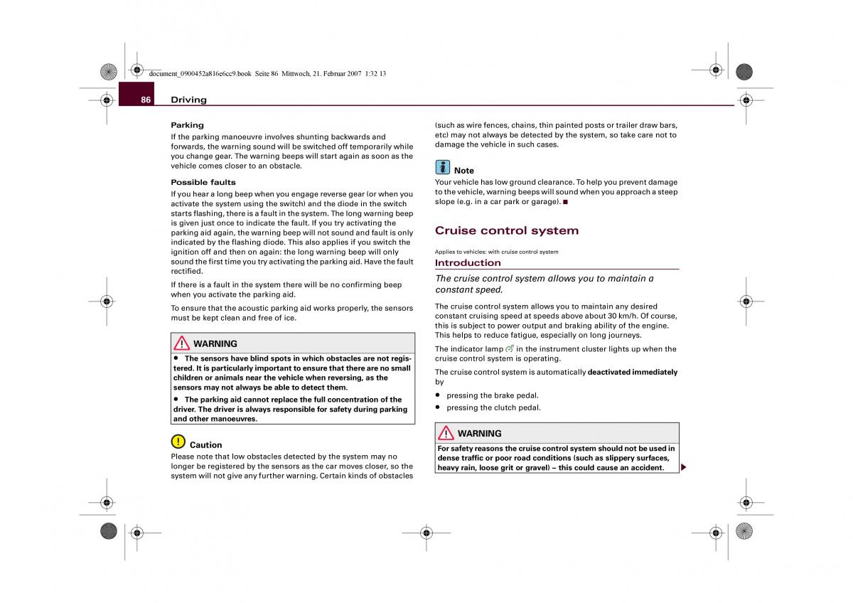 Audi R8 I 1 owners manual / page 88