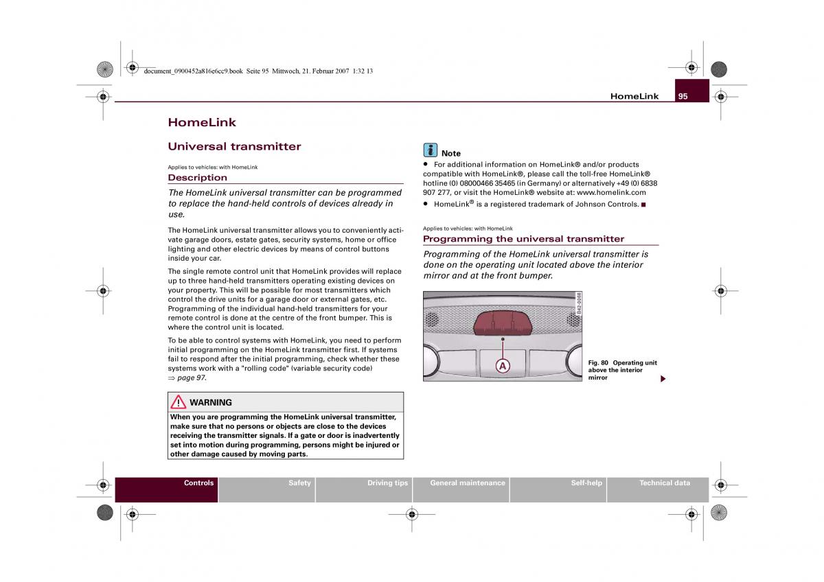 Audi R8 I 1 owners manual / page 97