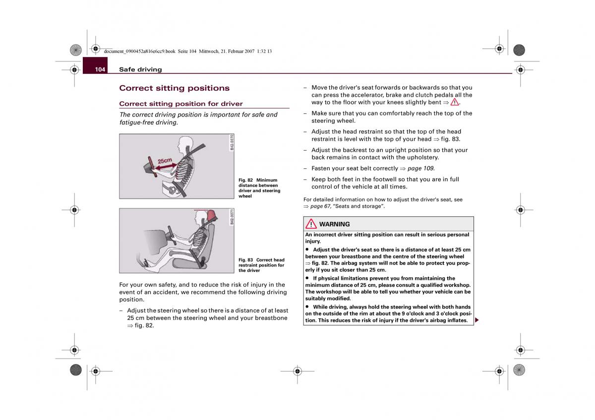 Audi R8 I 1 owners manual / page 106