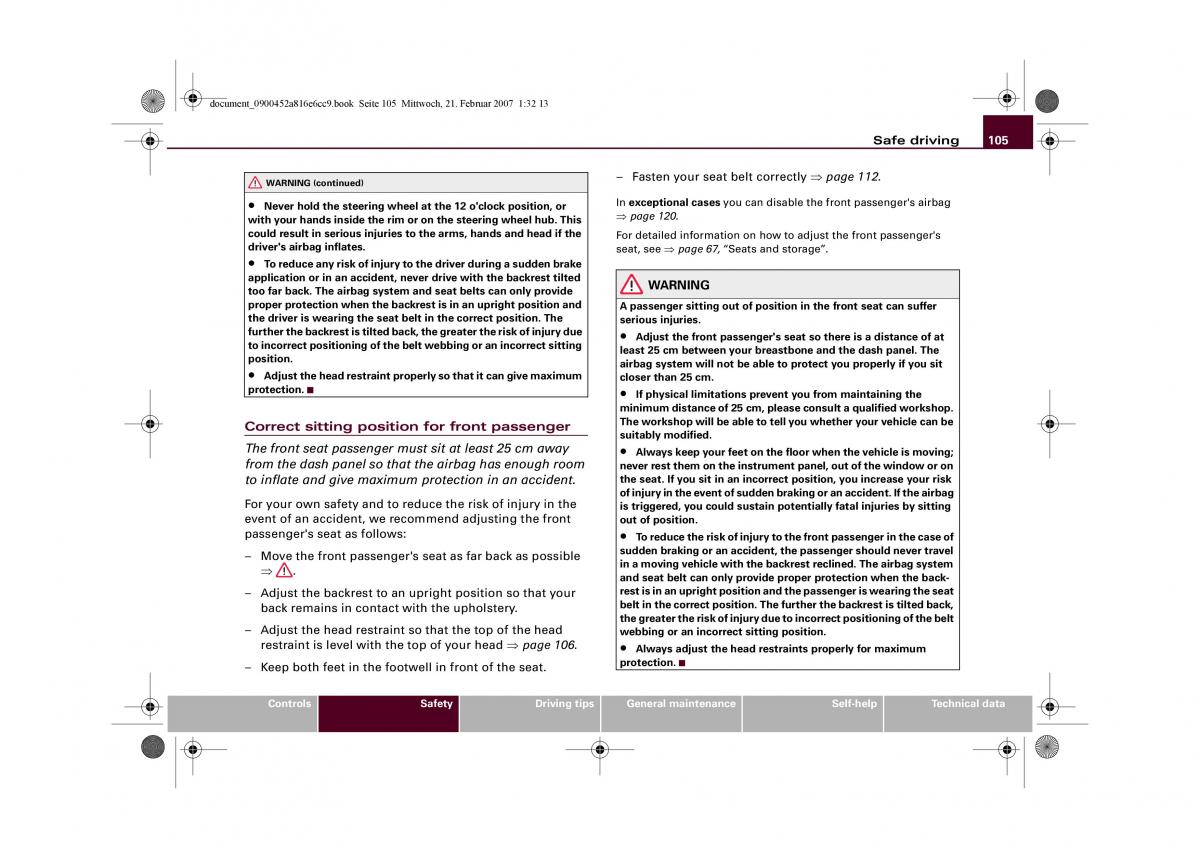 Audi R8 I 1 owners manual / page 107