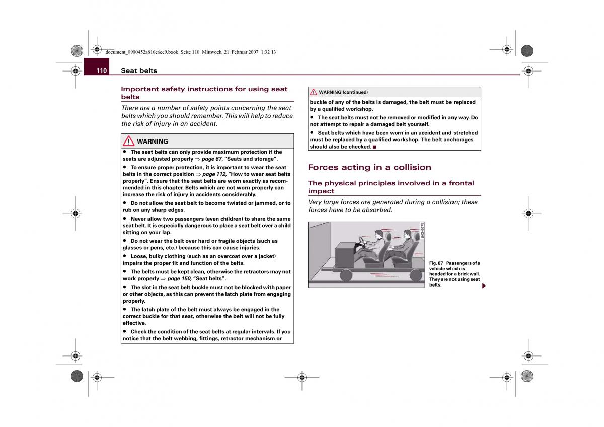Audi R8 I 1 owners manual / page 112