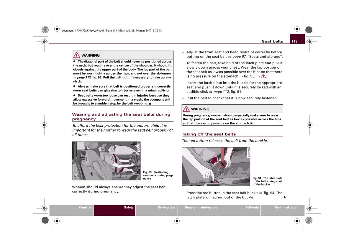 Audi R8 I 1 owners manual / page 115