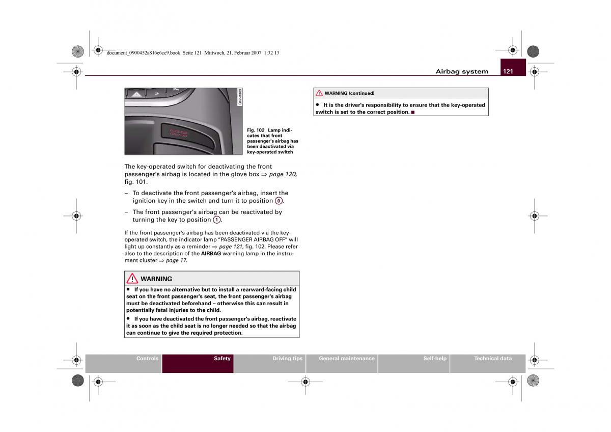 Audi R8 I 1 owners manual / page 123