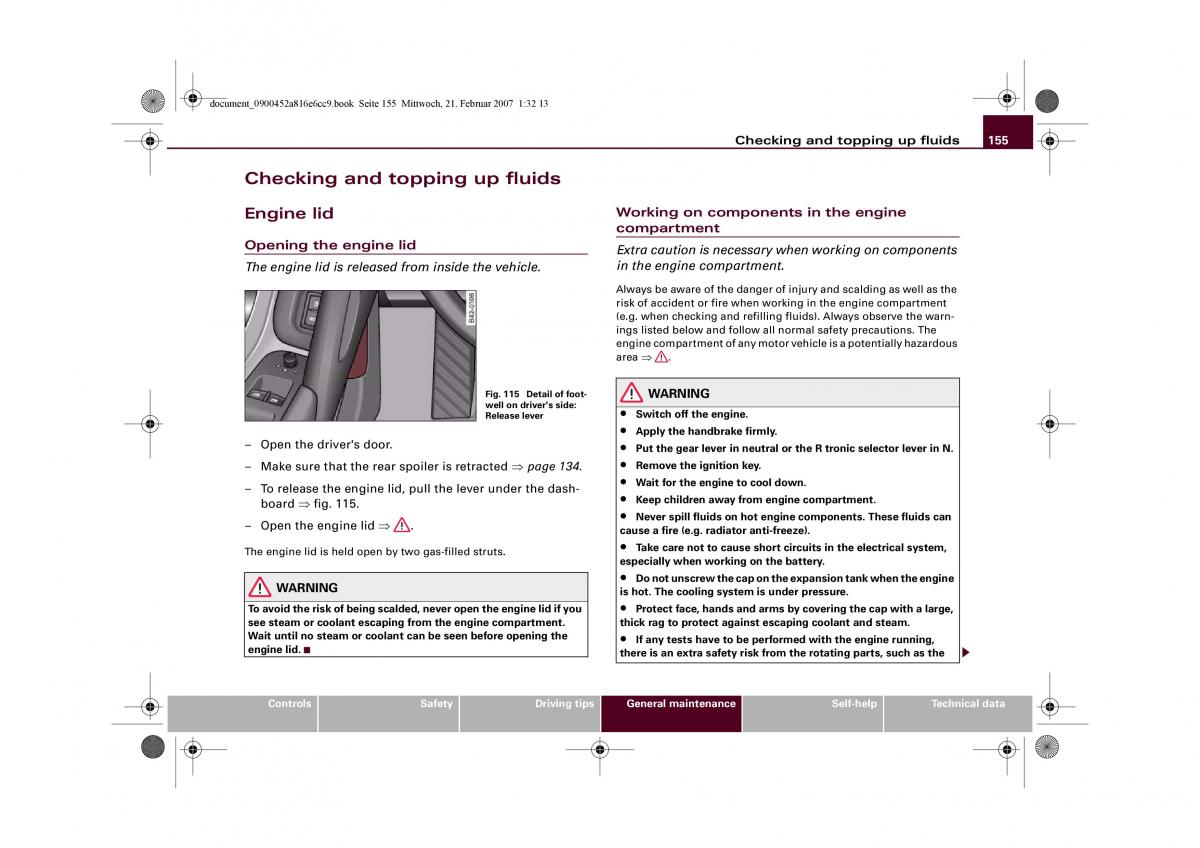 manual  audi r8 i 1 owners manual / page 157