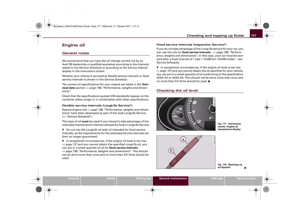 manual  audi r8 i 1 owners manual / page 159