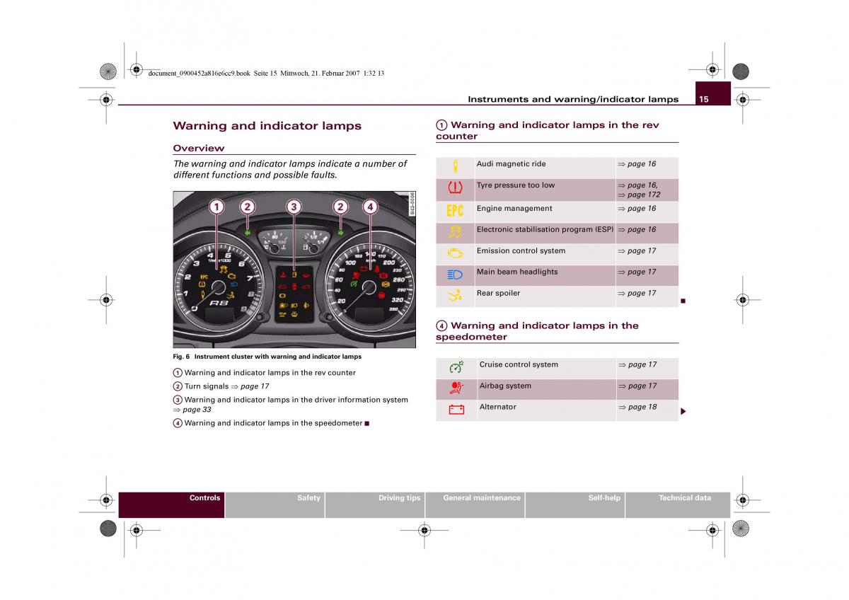 Audi R8 I 1 owners manual / page 17