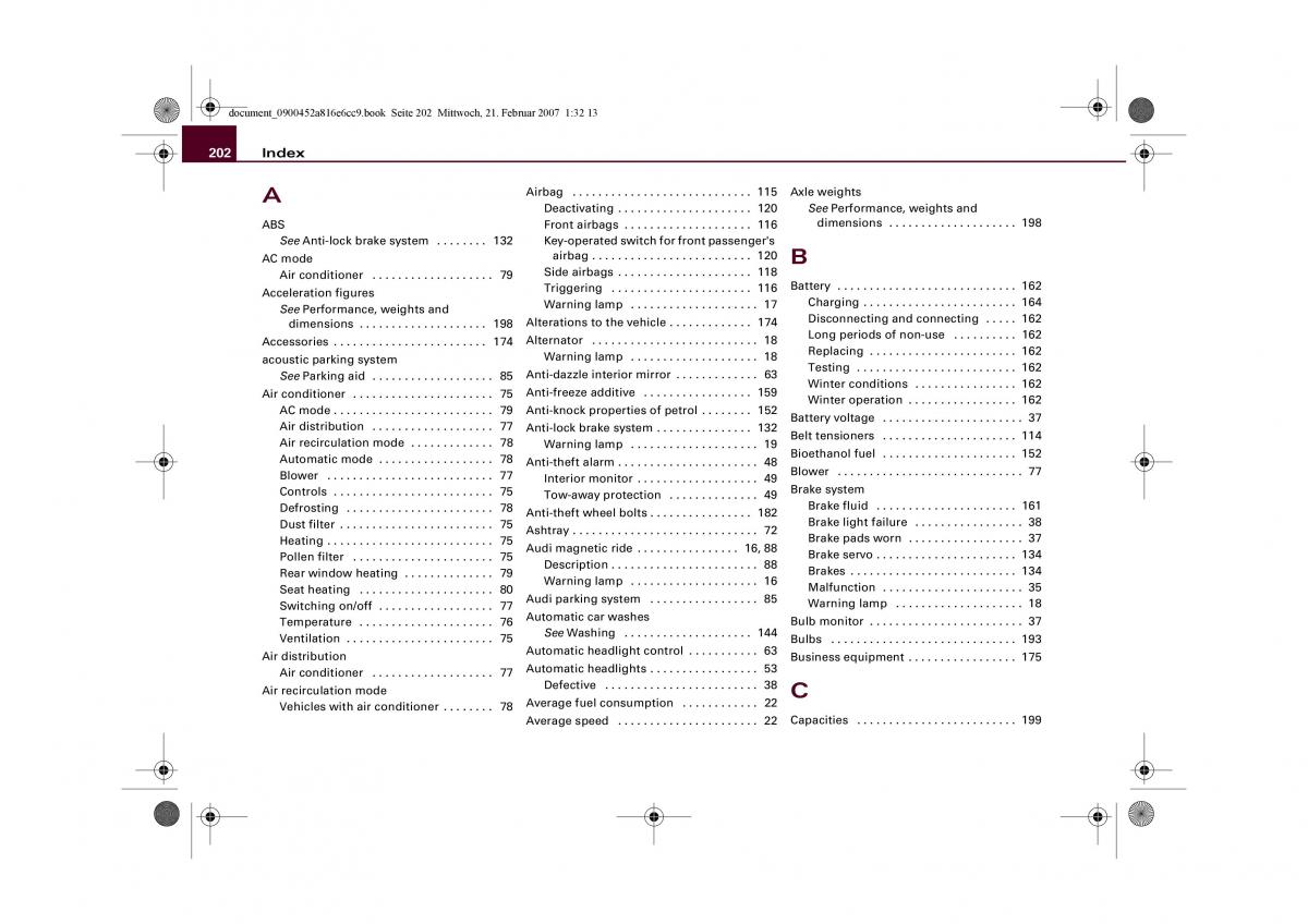 Audi R8 I 1 owners manual / page 204