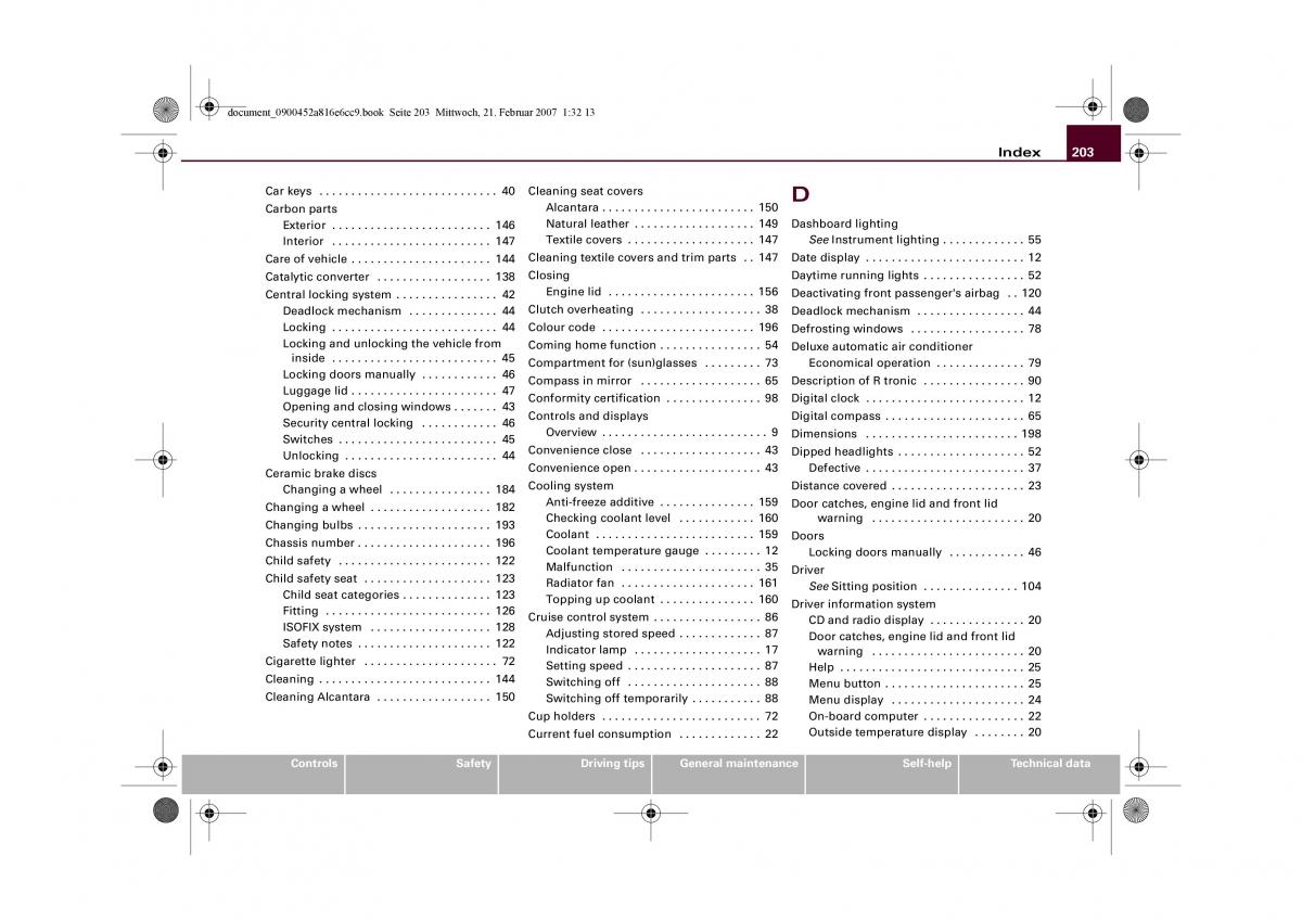 manual  Audi R8 I 1 owners manual / page 205