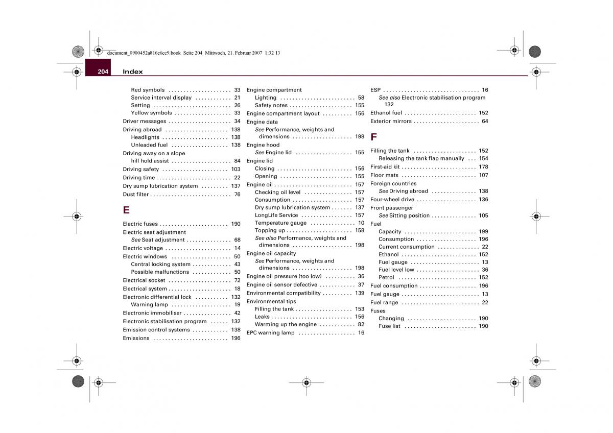 manual  Audi R8 I 1 owners manual / page 206