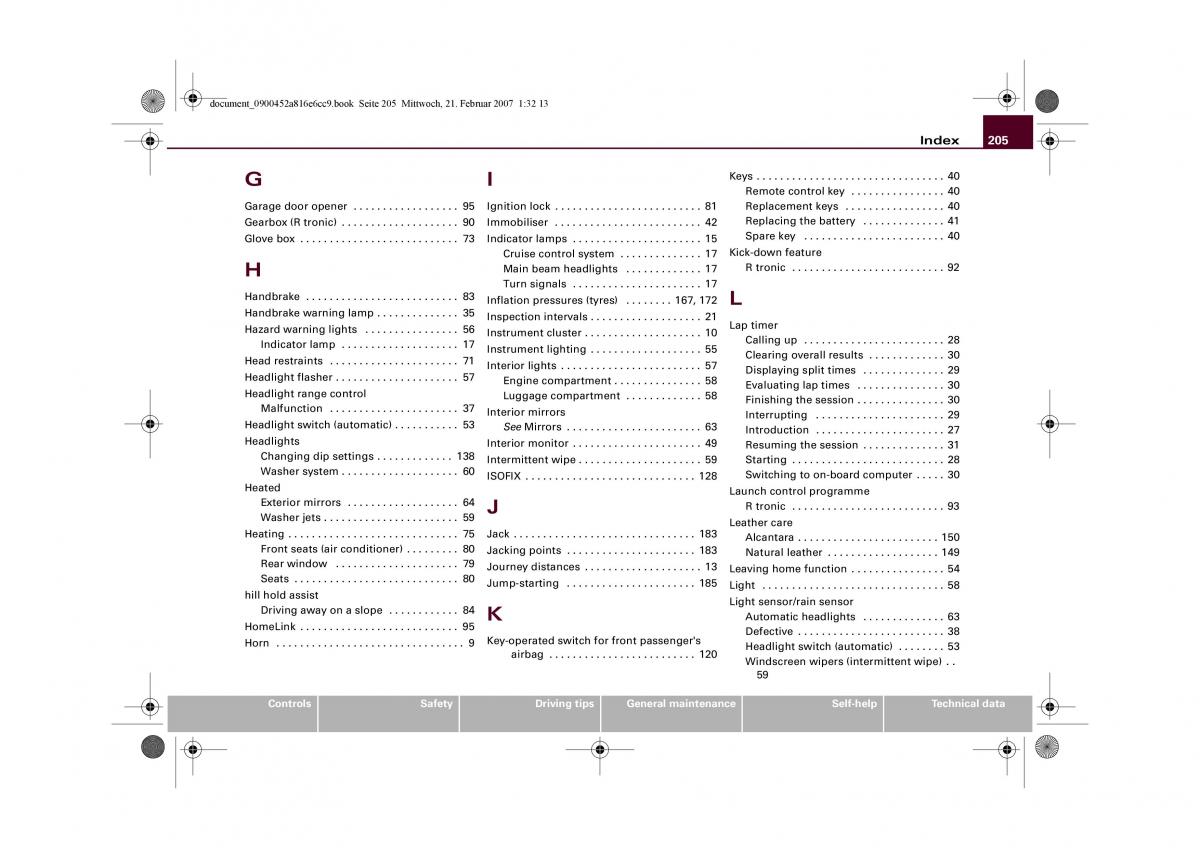 manual  Audi R8 I 1 owners manual / page 207