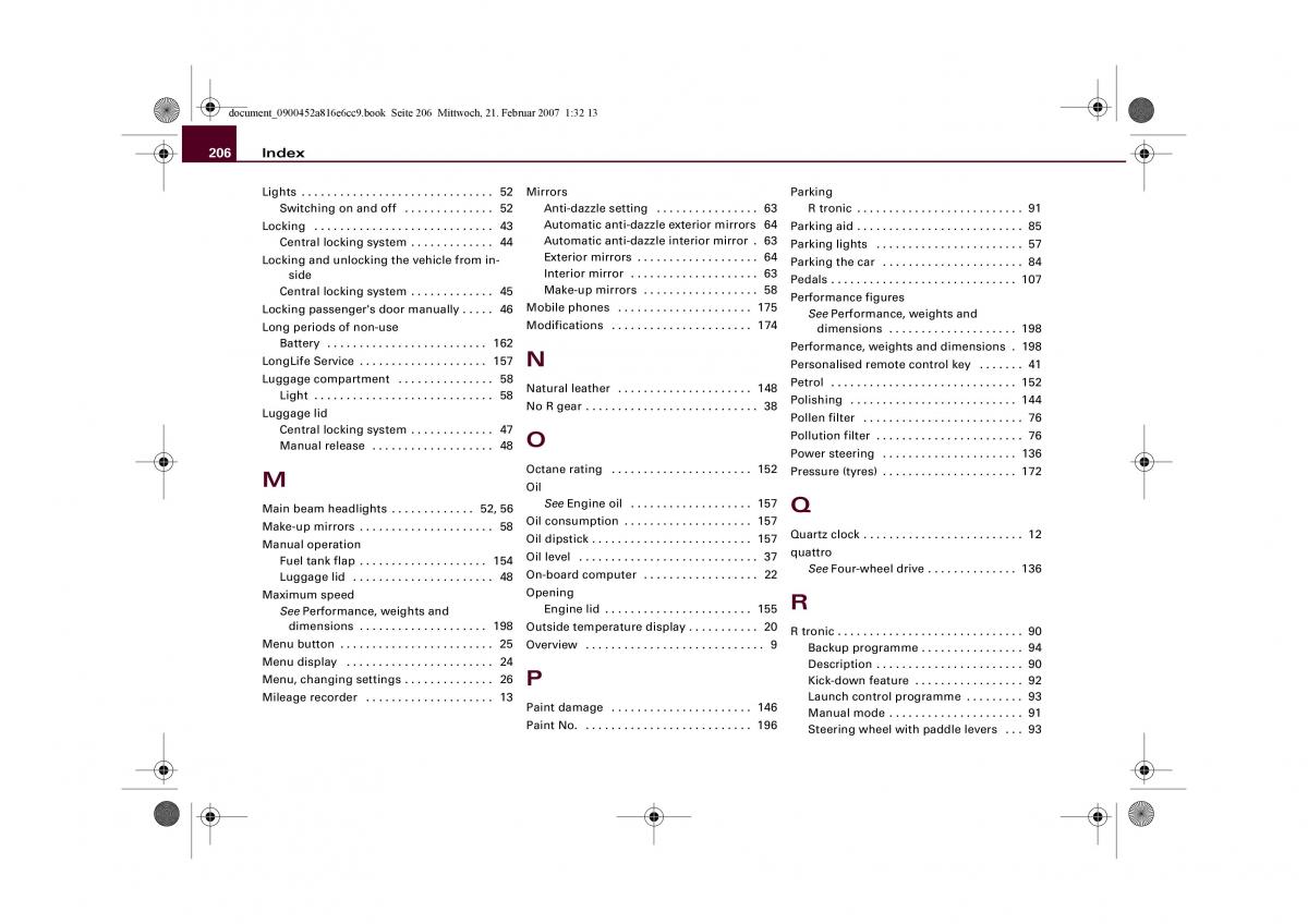 manual  Audi R8 I 1 owners manual / page 208