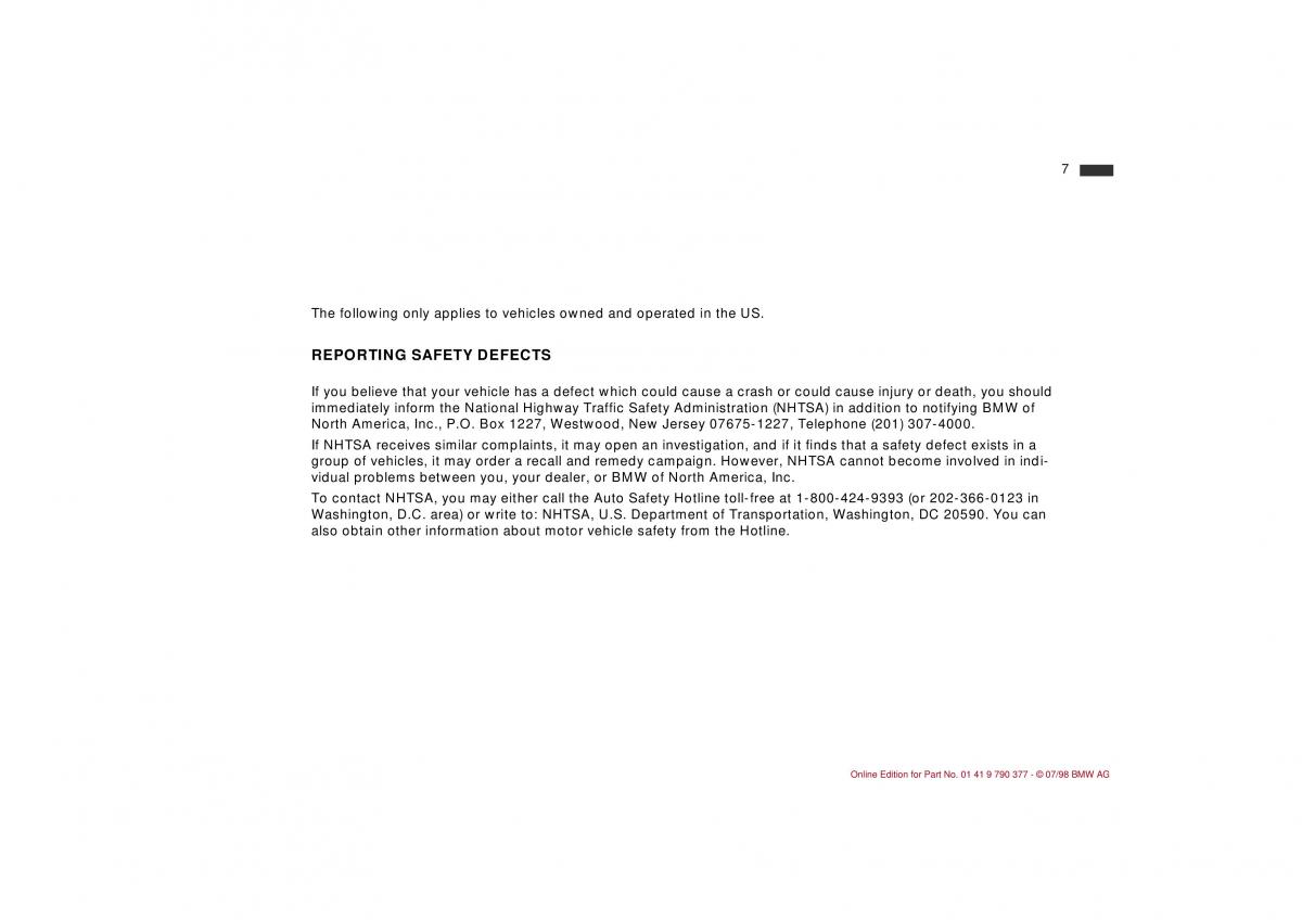 BMW 3 E36 owners manual / page 8