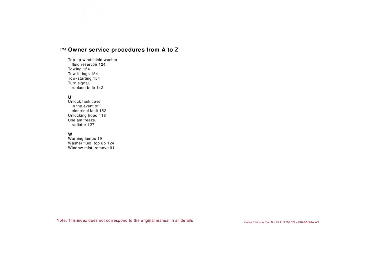BMW 3 E36 owners manual / page 177