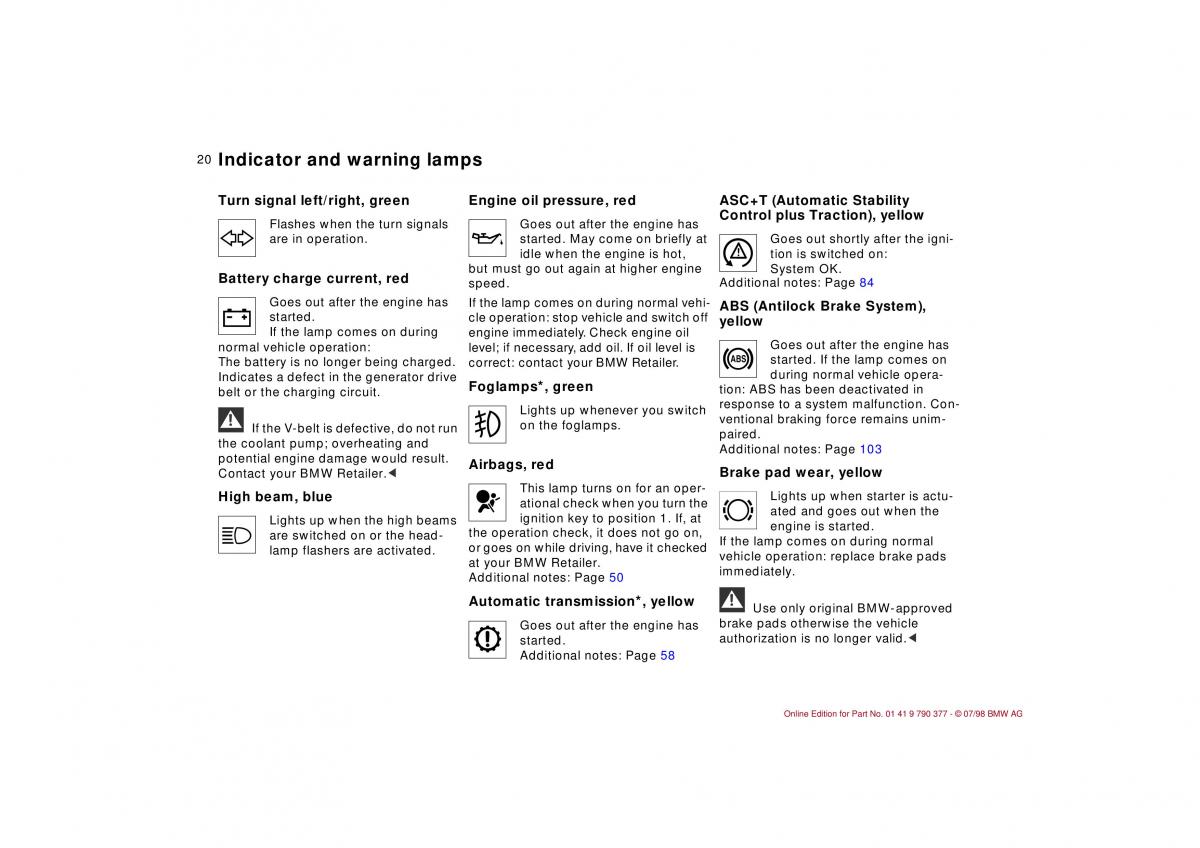 BMW 3 E36 owners manual / page 21