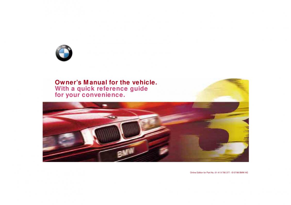 BMW 3 E36 owners manual / page 1