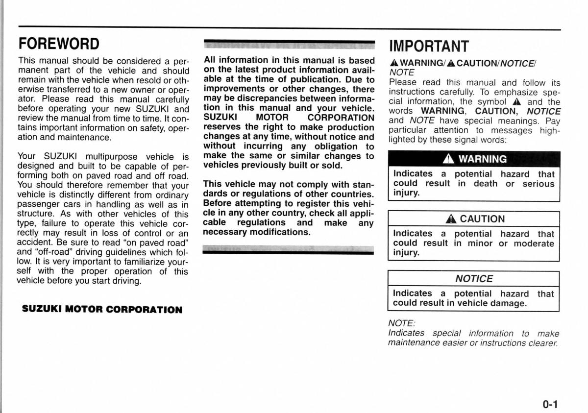 manual  Suzuki Jimny III 3 owners manual / page 9