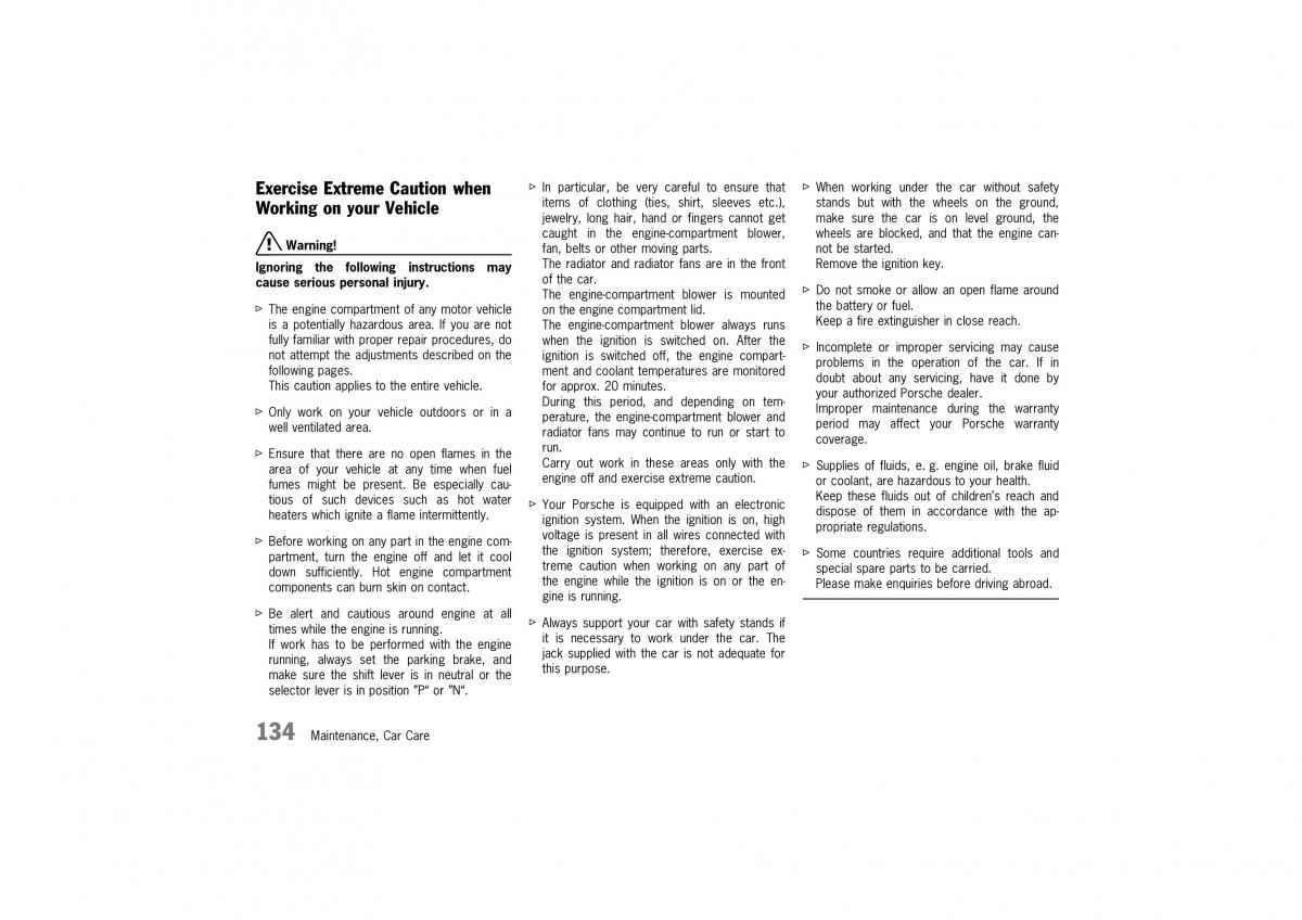 Porsche 911 996 owners manual / page 134