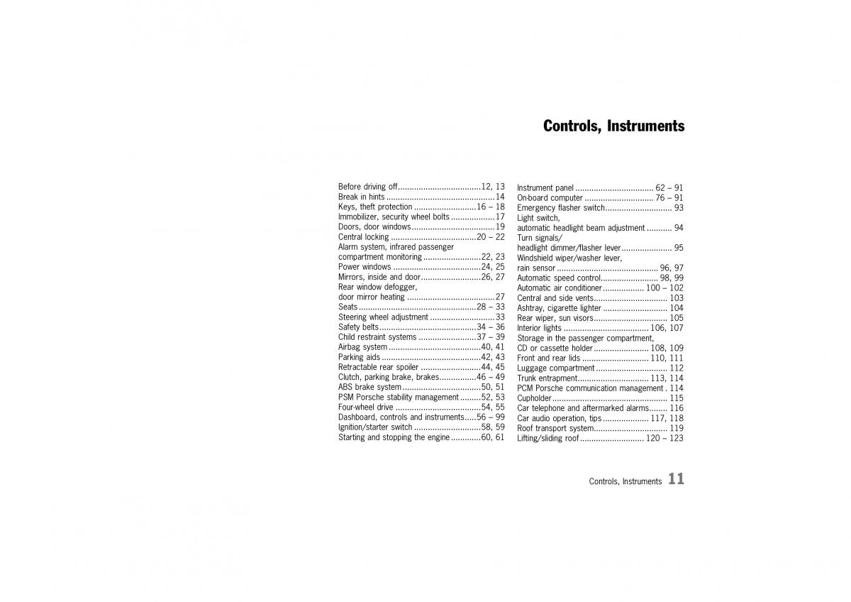 Porsche 911 996 owners manual / page 11