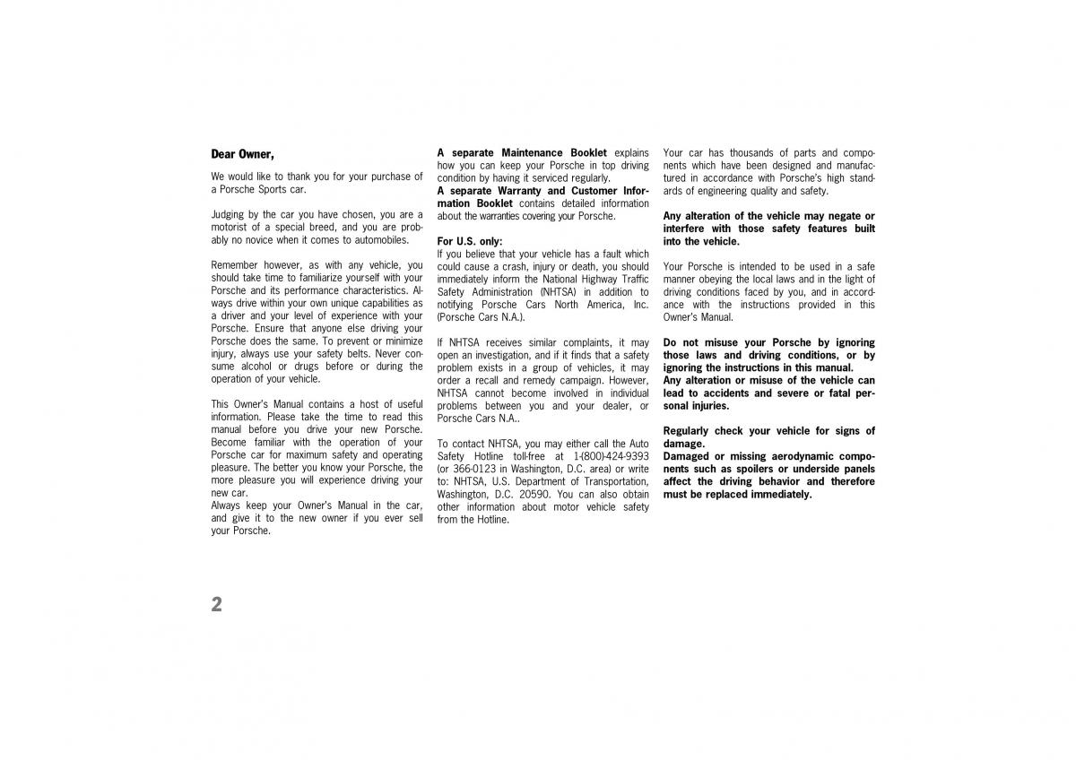 Porsche 911 996 owners manual / page 2