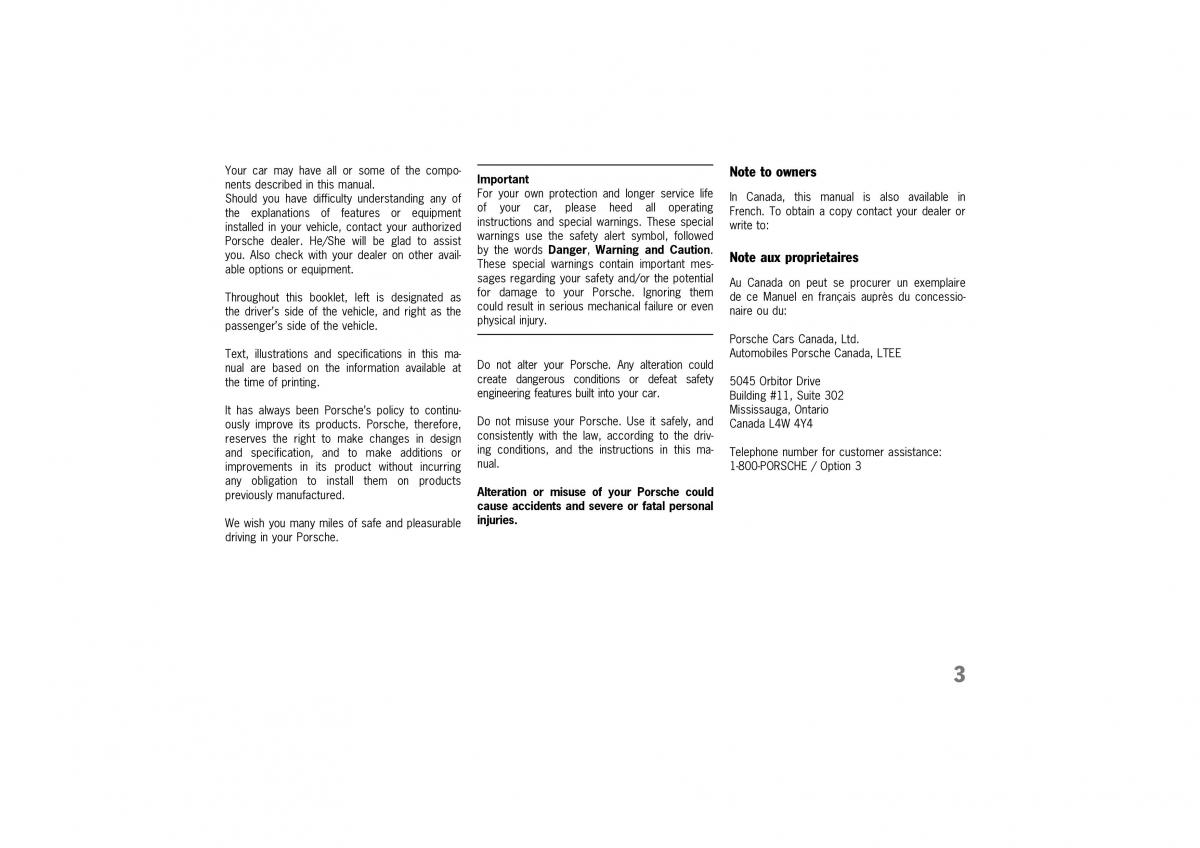 Porsche 911 996 owners manual / page 3