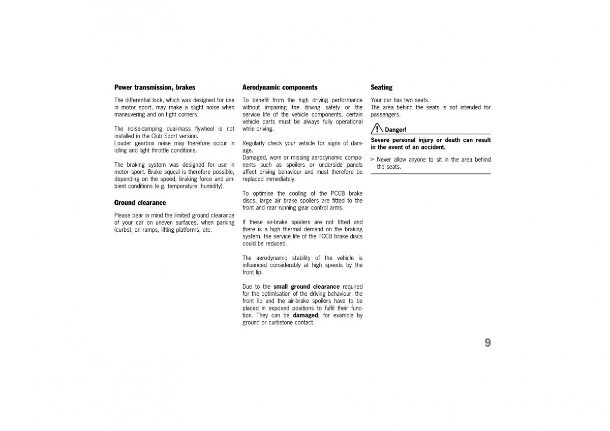 manual  Porsche 911 GT2 996 owners manual / page 9