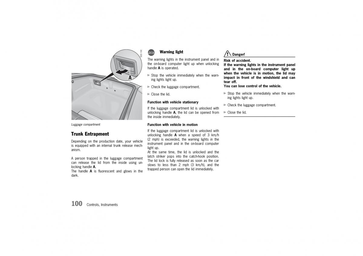 Porsche 911 GT2 996 owners manual / page 100