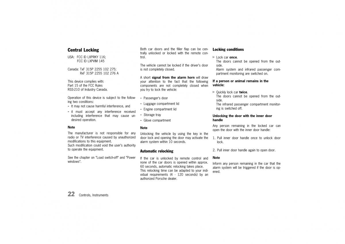 Porsche 911 GT2 996 owners manual / page 22