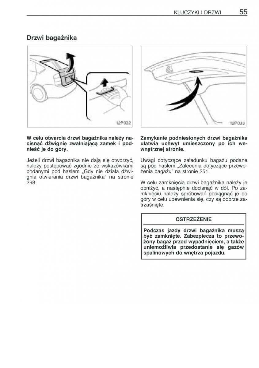 Toyota Prius II 2 NHW20 instrukcja obslugi / page 68