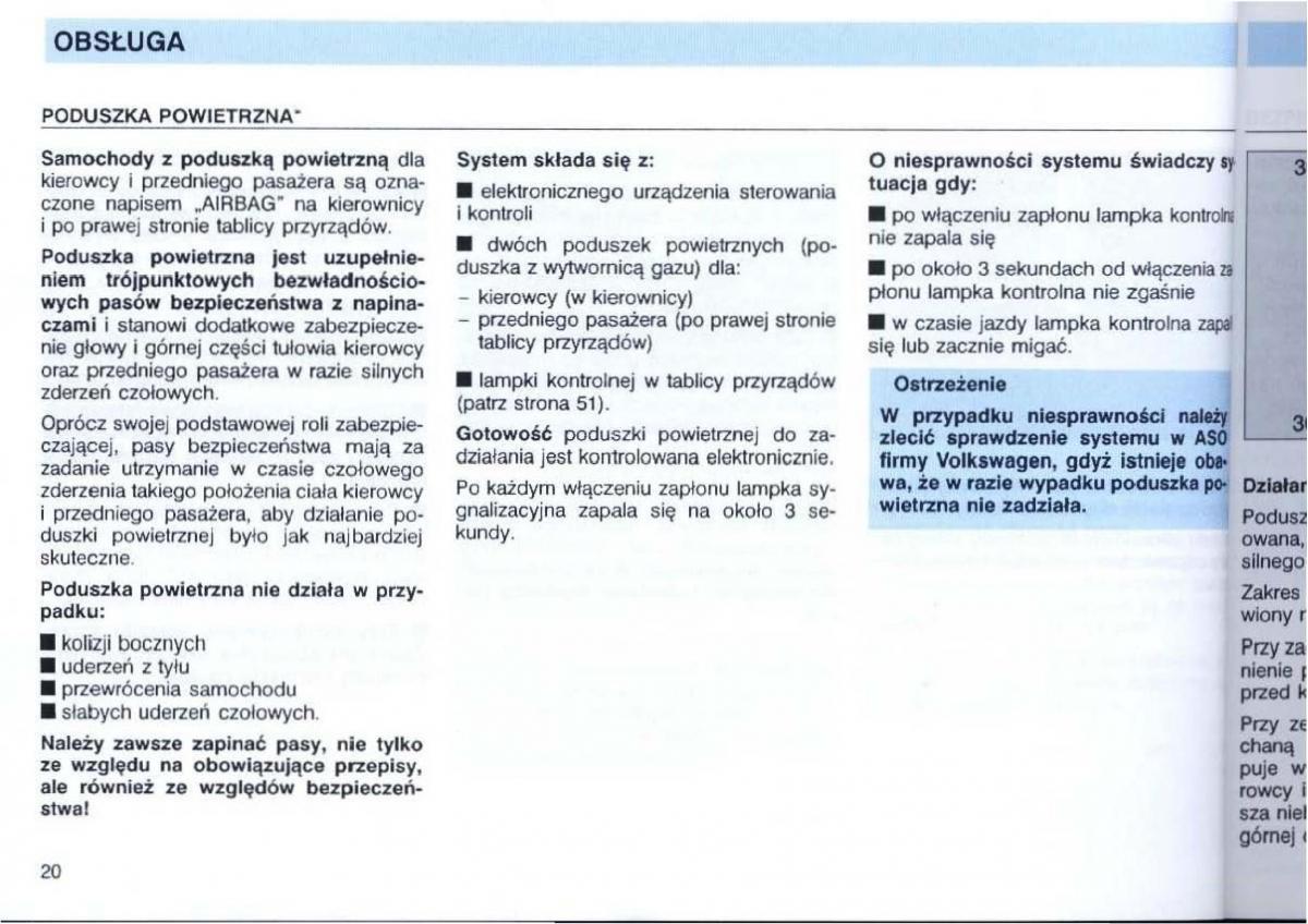 VW Passat B4 instrukcja obslugi / page 22