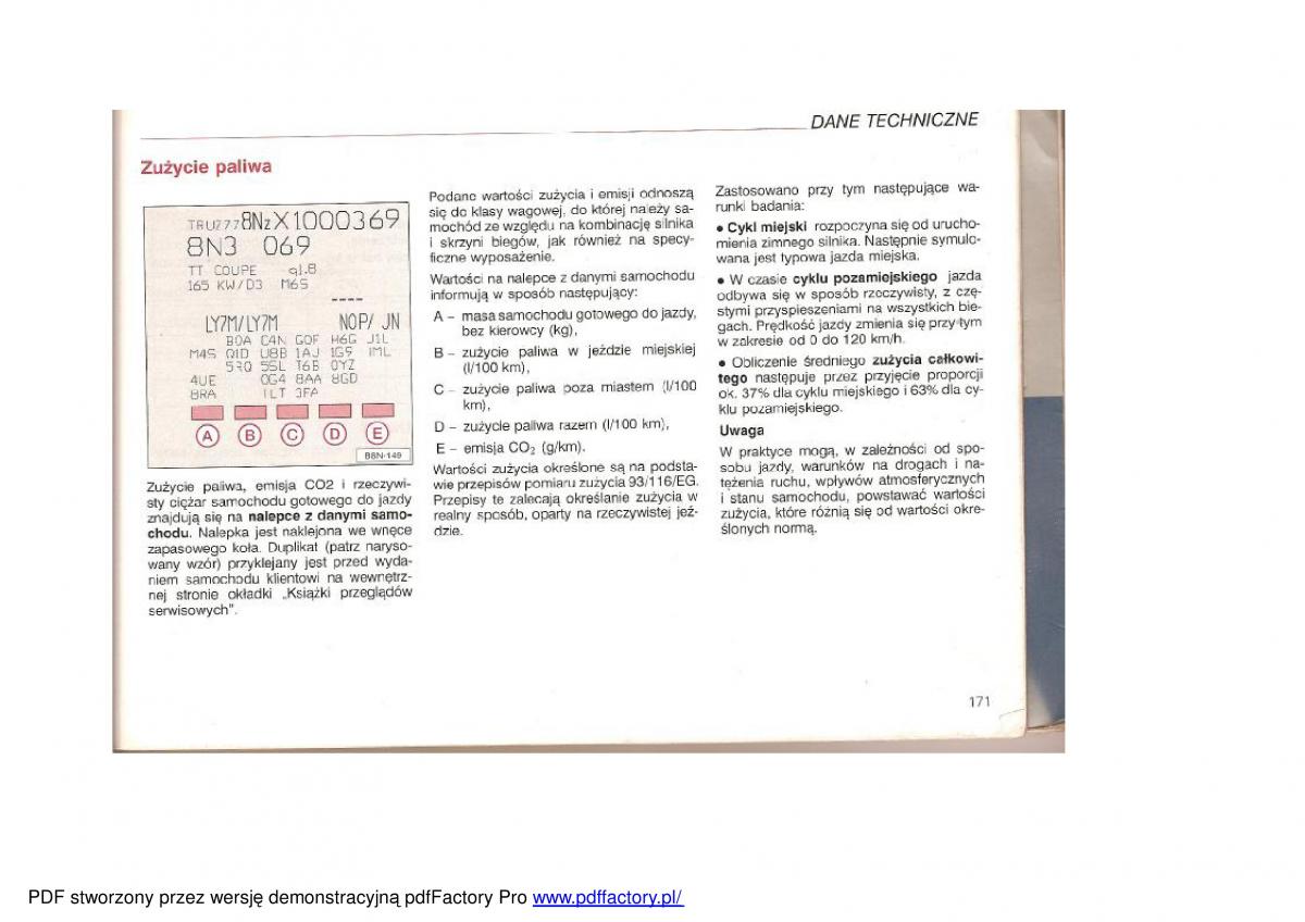 manual  Audi TT I 1 instrukcja / page 168