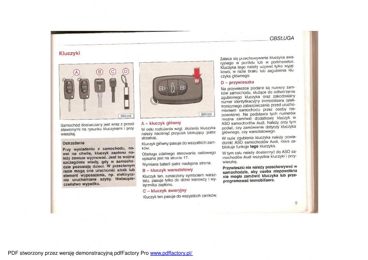 Audi TT I 1 instrukcja obslugi / page 8