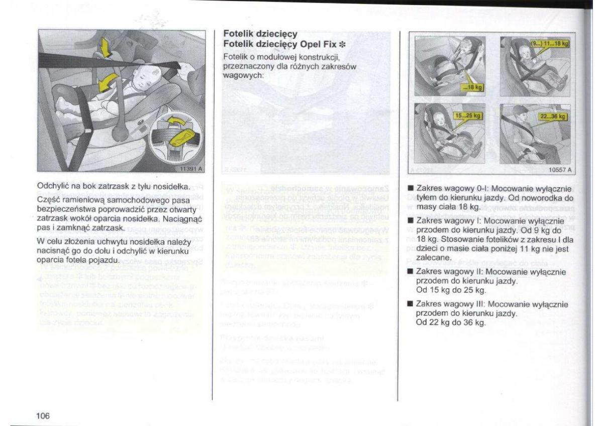 Opel Zafira A Vauxhall instrukcja obslugi / page 107