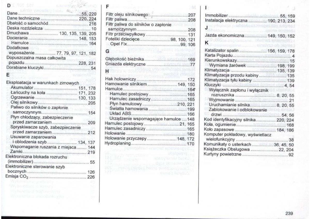 Opel Zafira A Vauxhall instrukcja obslugi / page 240