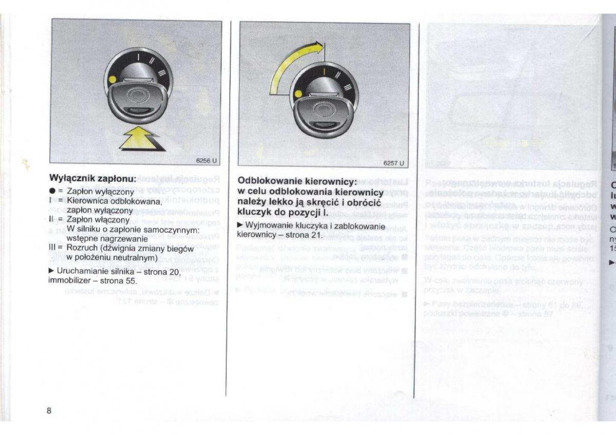 Opel Zafira A Vauxhall instrukcja obslugi / page 9