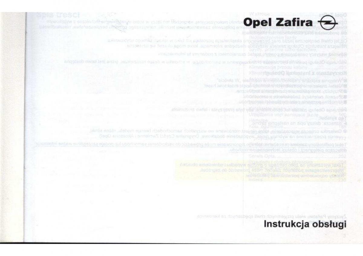 Opel Zafira A Vauxhall instrukcja obslugi / page 2