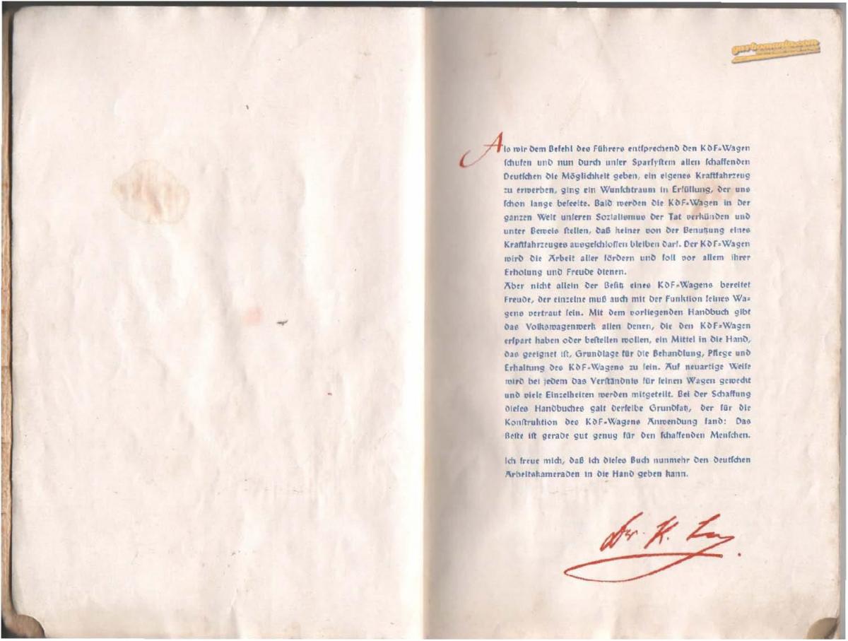 VW Beetle 1939 Garbus owners manual Handbuch / page 3