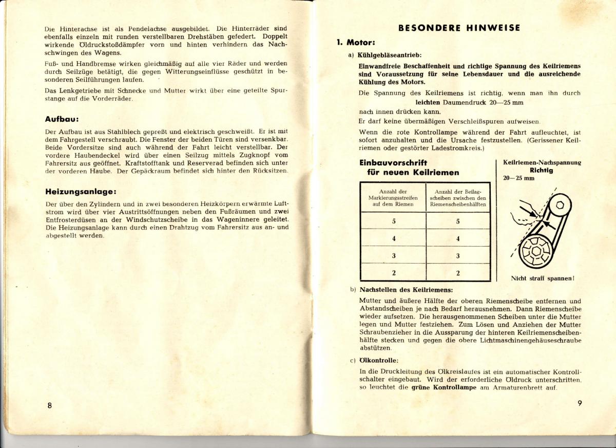 manual  VW Beetle 1950 Garbus owners manual Handbuch / page 6