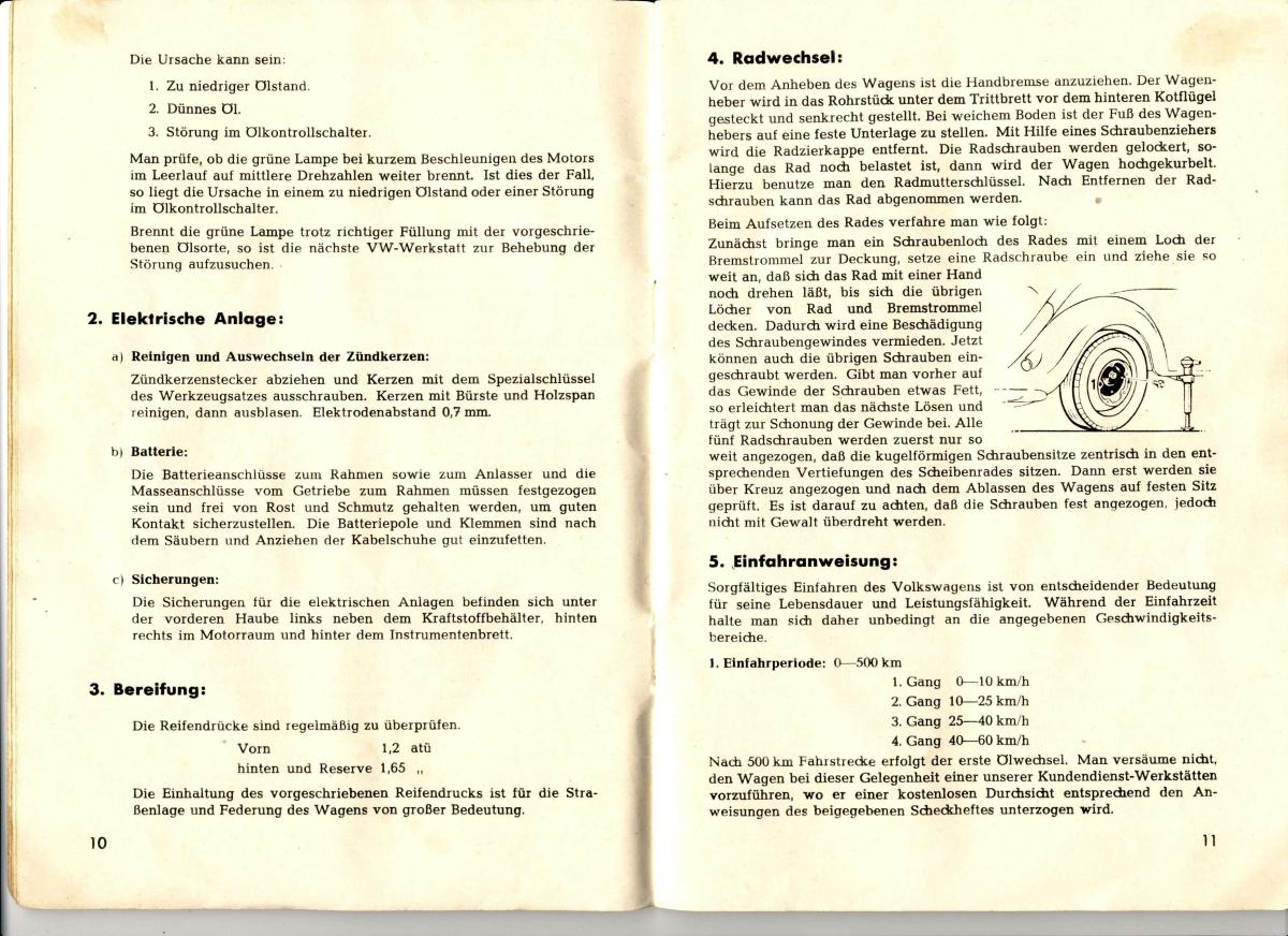 manual  VW Beetle 1950 Garbus owners manual Handbuch / page 7