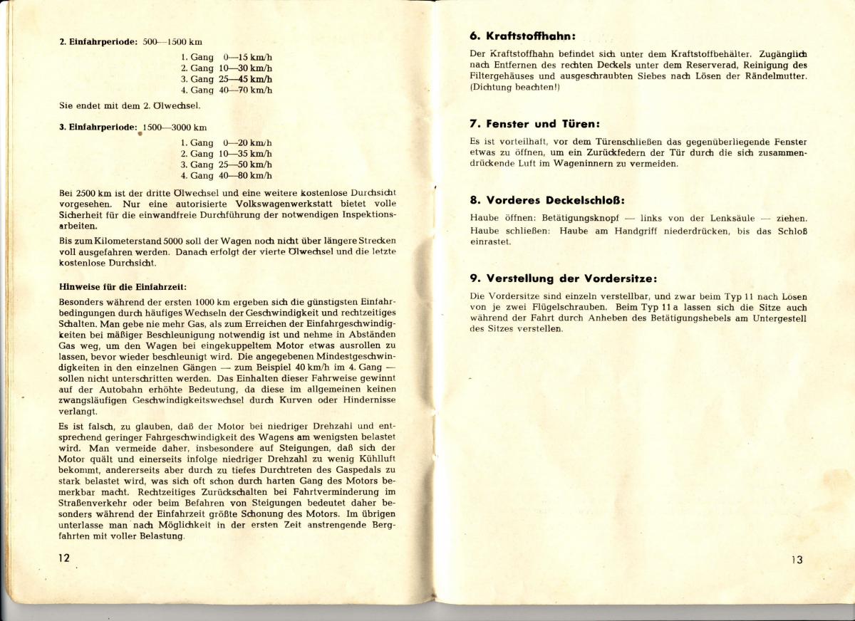manual  VW Beetle 1950 Garbus owners manual Handbuch / page 8
