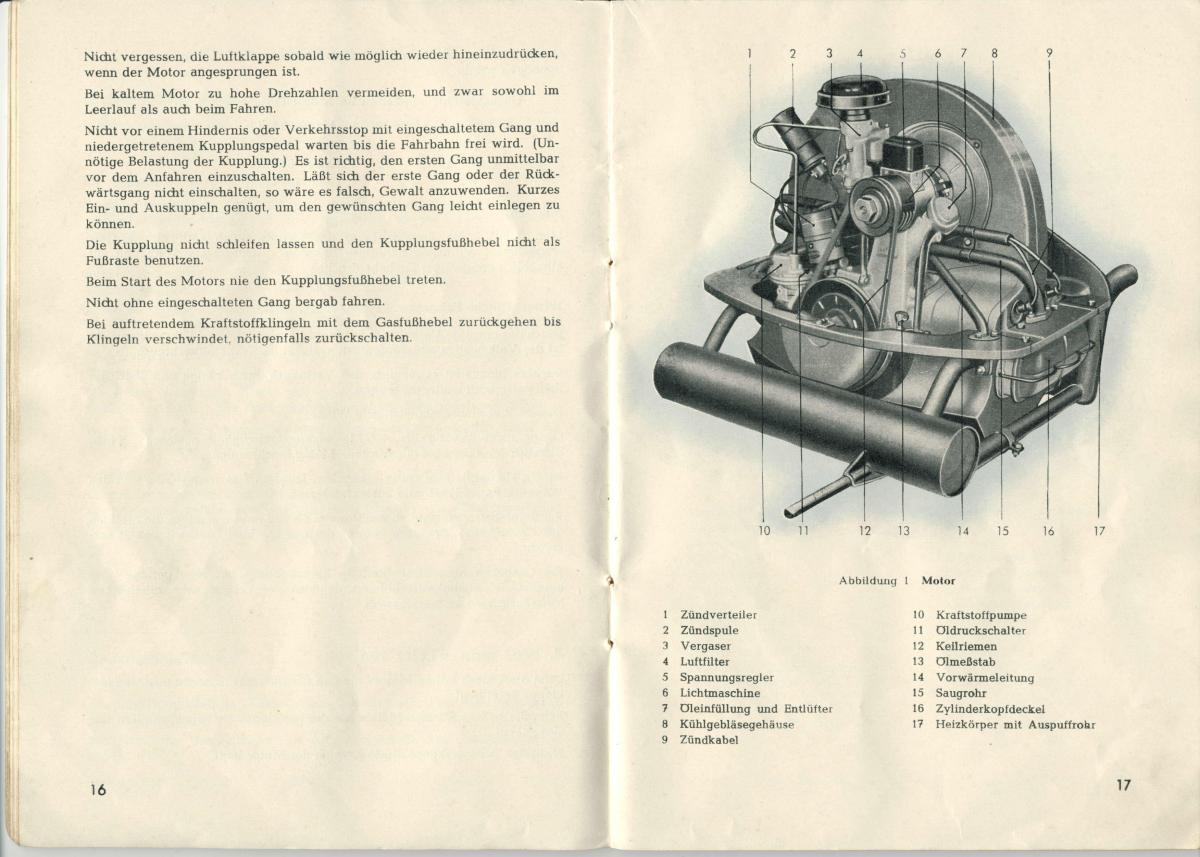 manual  VW Beetle 1950 Garbus owners manual Handbuch / page 10