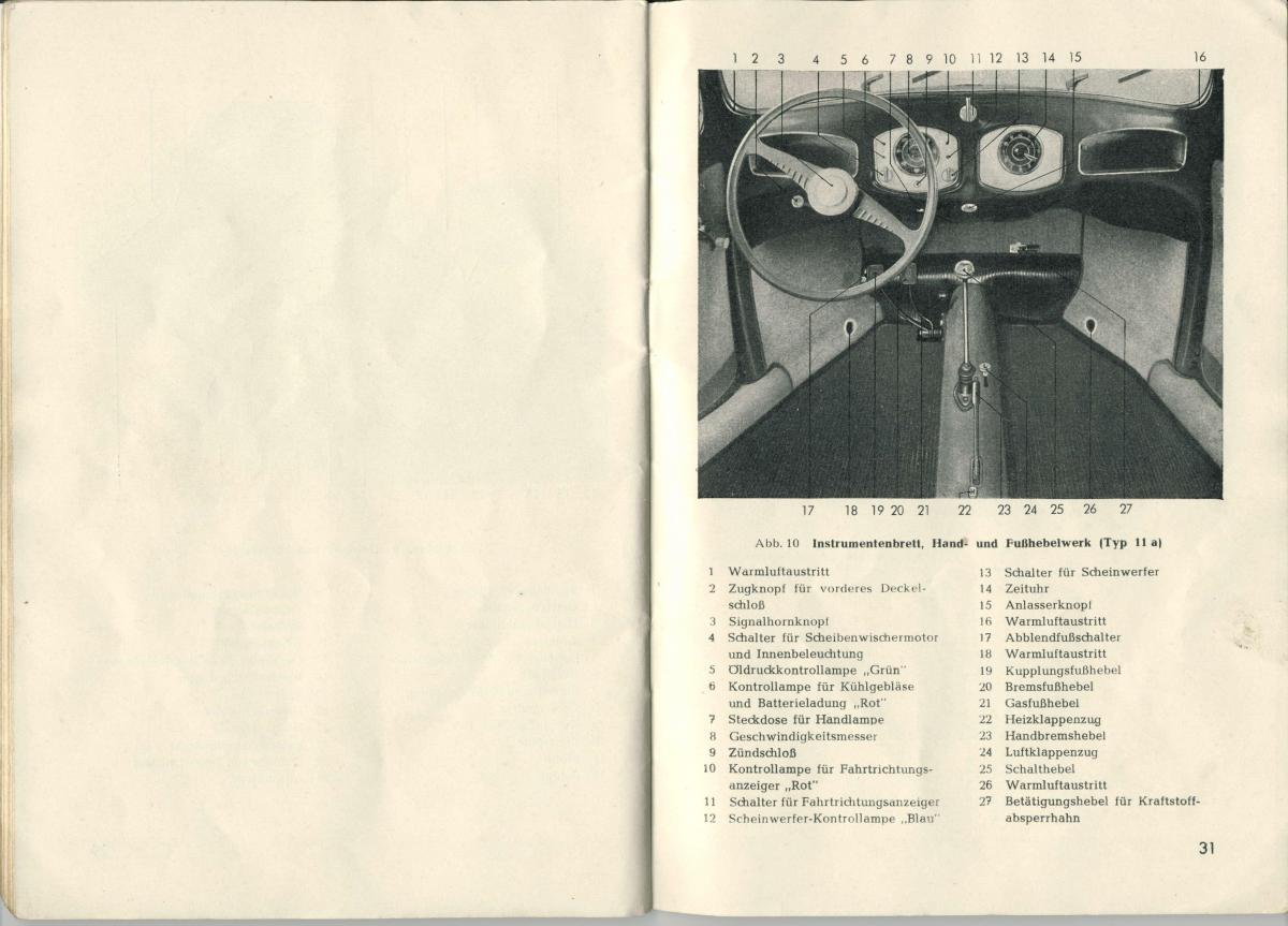 VW Beetle 1950 Garbus owners manual Handbuch / page 17