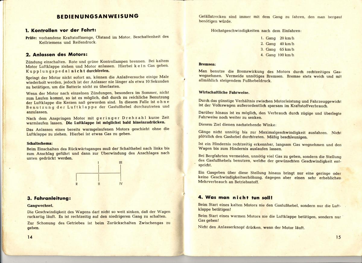 VW Beetle 1950 Garbus owners manual Handbuch / page 9