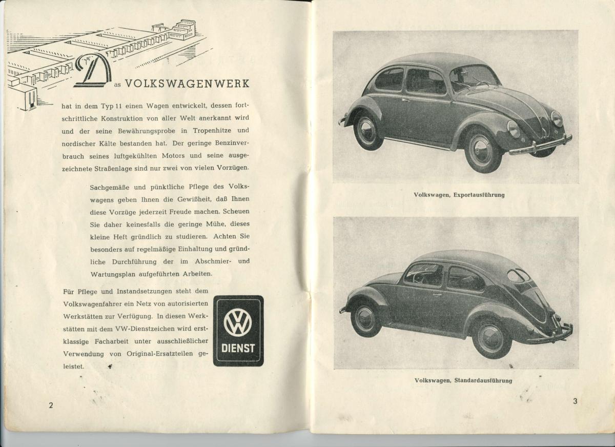 VW Beetle 1950 Garbus owners manual Handbuch / page 3
