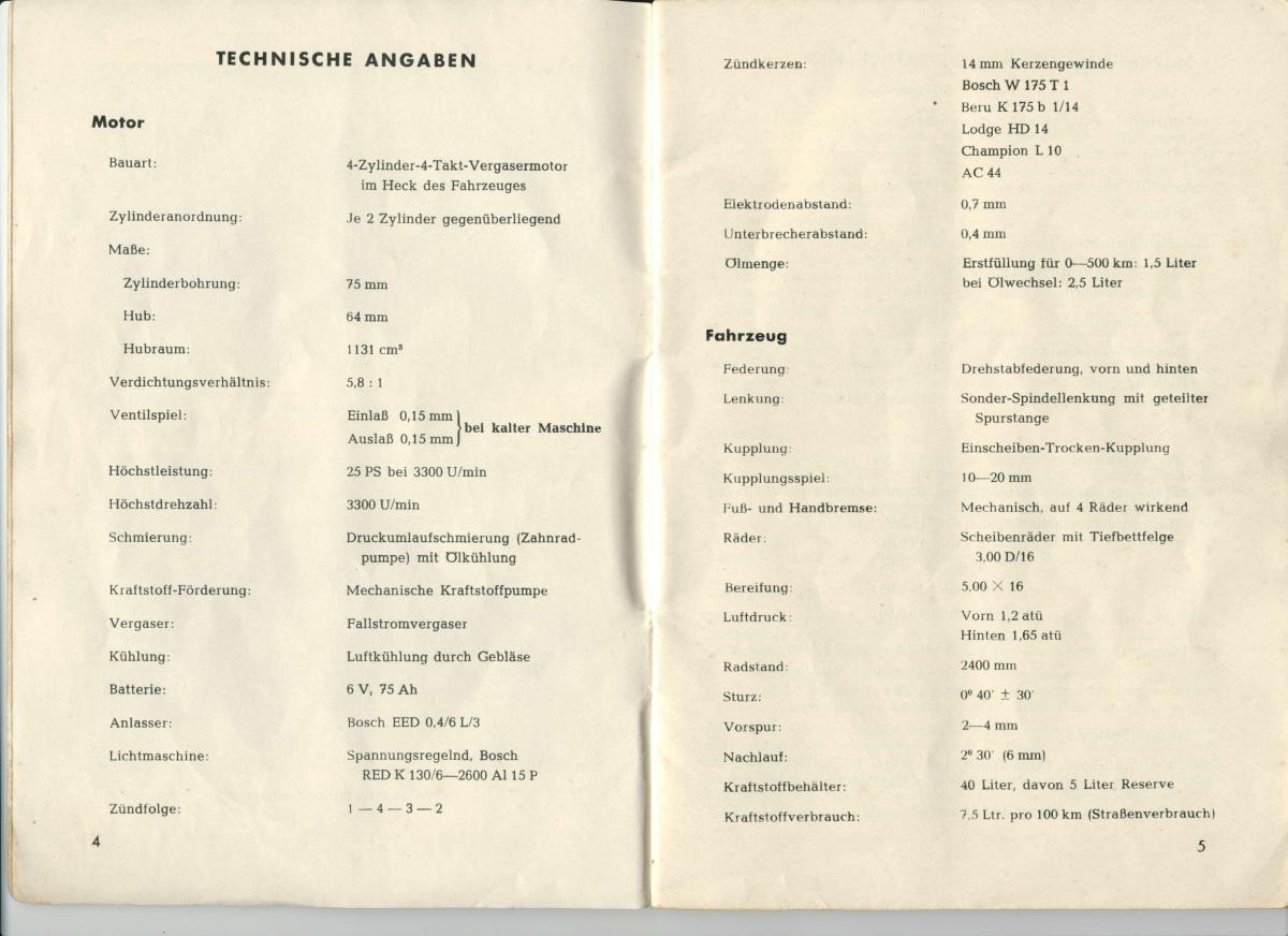 manual  VW Beetle 1950 Garbus owners manual Handbuch / page 4