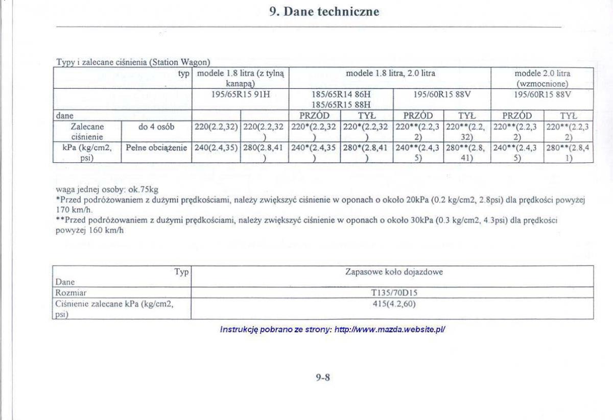 Mazda 626 V instrukcja obslugi / page 301