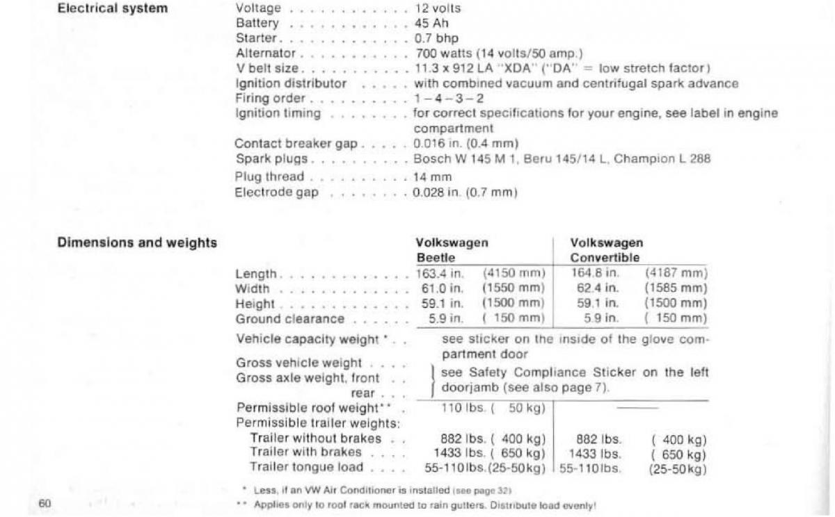 VW Beetle 1977 Garbus owners manual / page 66