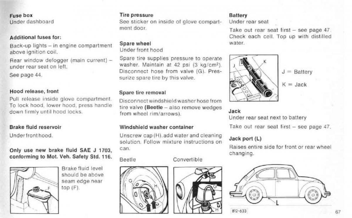 VW Beetle 1977 Garbus owners manual / page 73