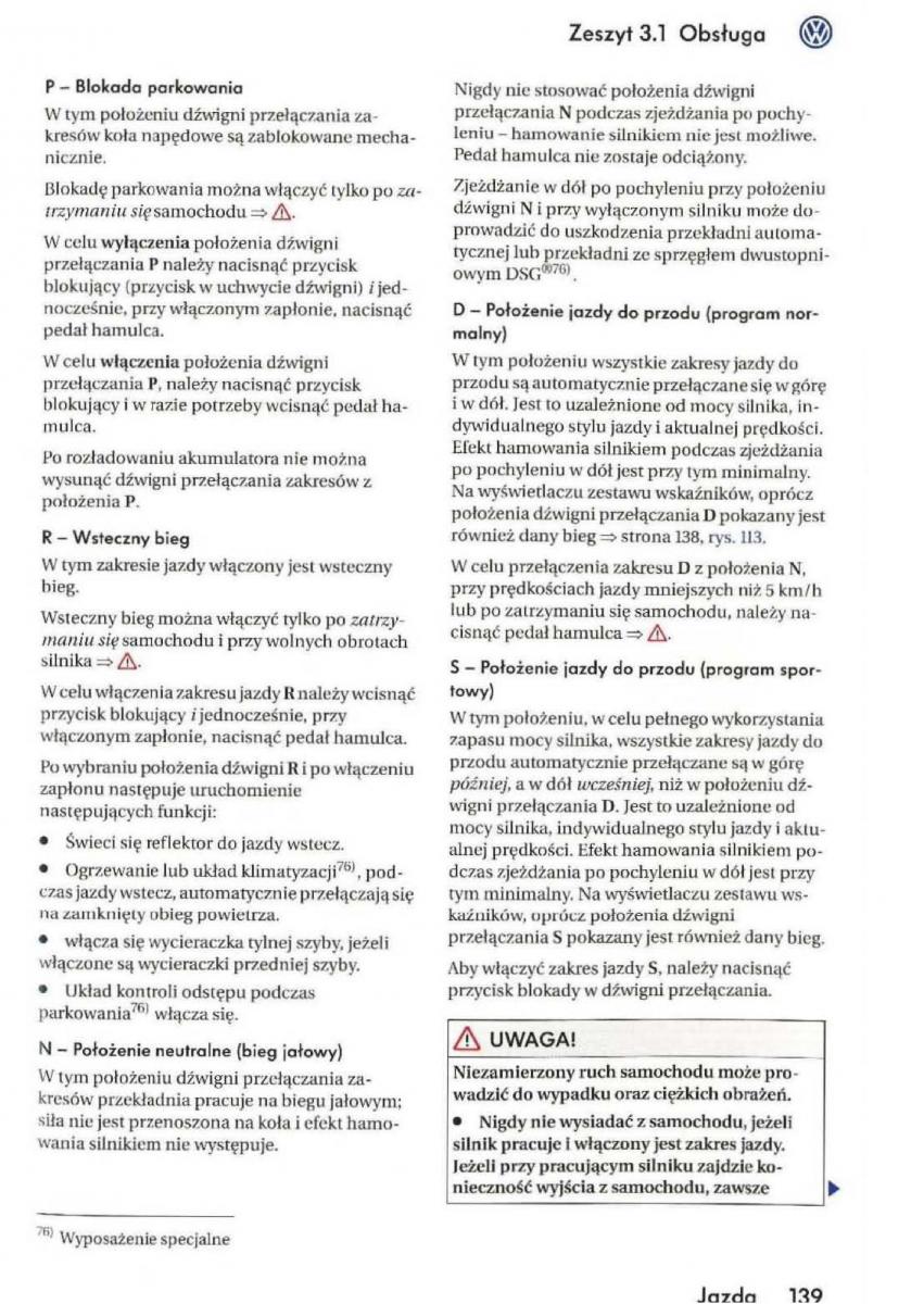 instrukcja obsługi VW Golf V VW Golf V 5 Rabbit instrukcja / page 141