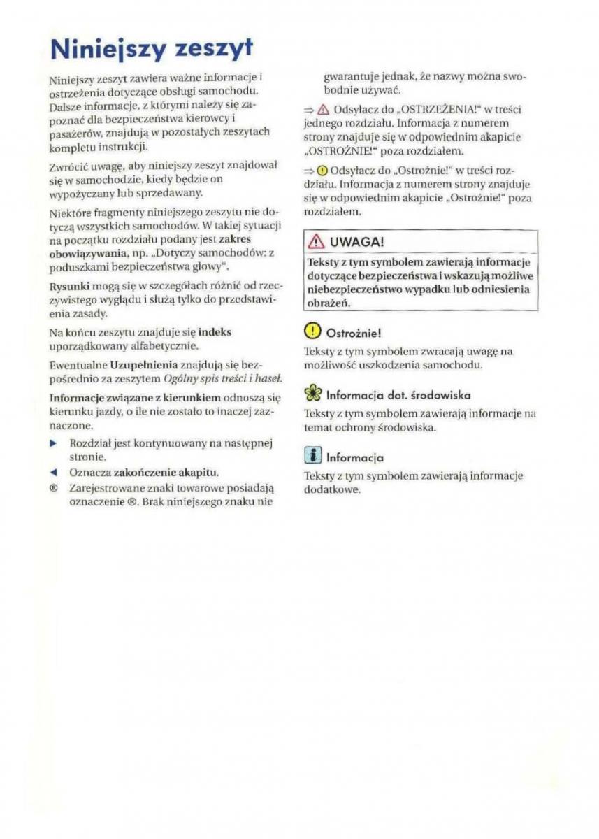 VW Golf V 5 Rabbit instrukcja obslugi / page 2