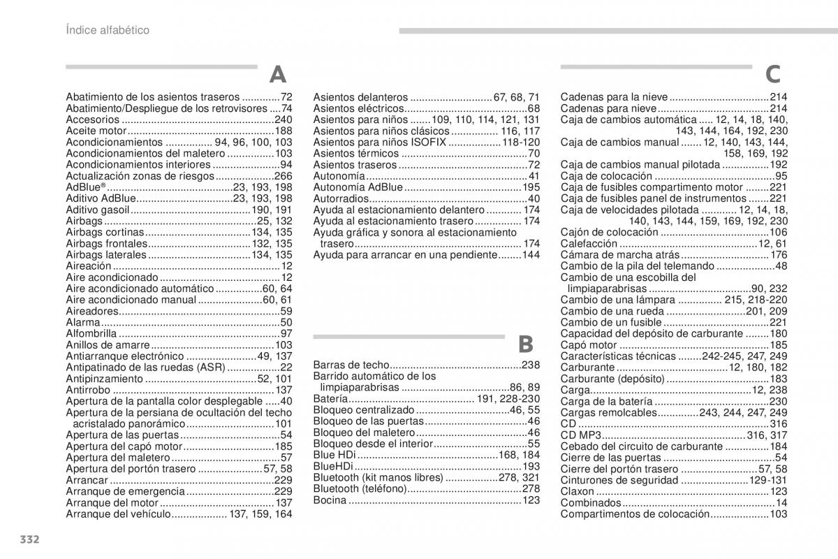 manual  Peugeot 3008 manual del propietario / page 334